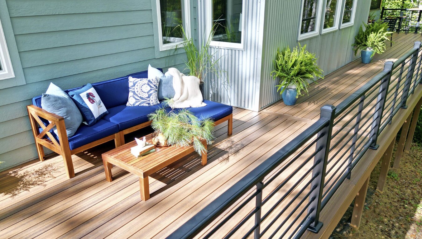 Resort-style deck creating a backyard staycation experience